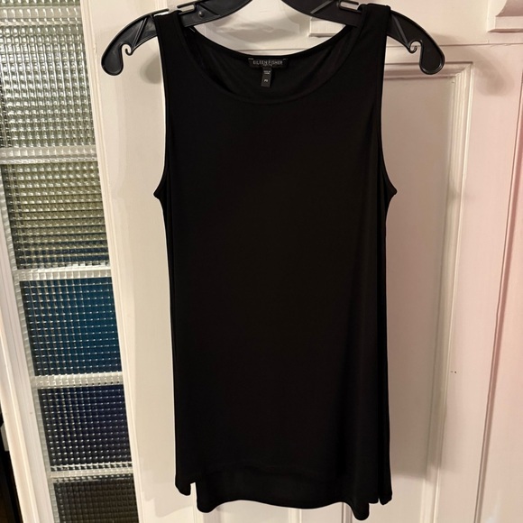 Eileen Fisher Stretch Silk Jersey Scoop Neck Top Black Size SP Luxury Minimalist - Picture 3 of 10